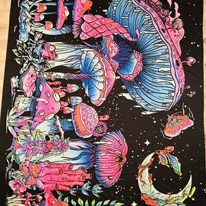 Colorful Mushroom and Butterfly Tapestry